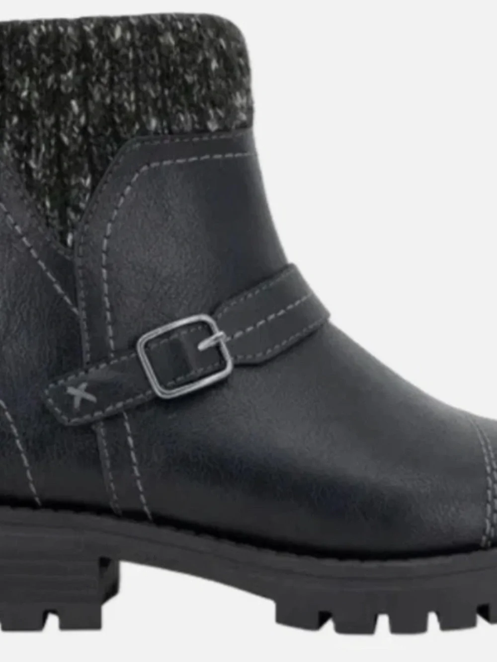 New JSport Violet Boots Women's Black Zip Knit Cuff Memory Foam Ankle Bootie